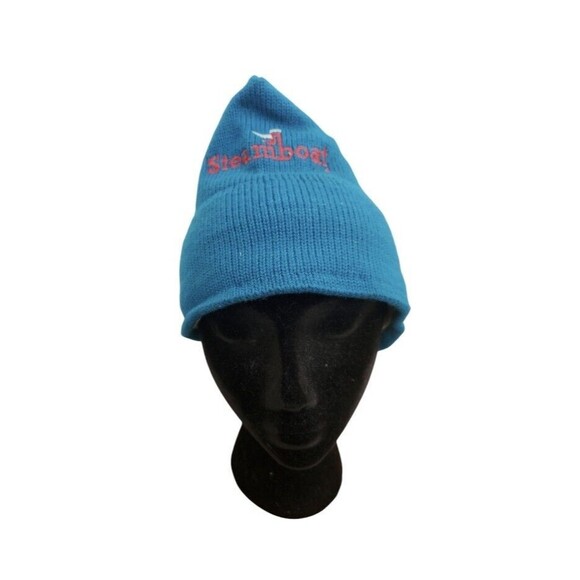Vintage 1990's Steamboat Ski Resort Hat Cap Nylon Beanie Toque Teal Embroidered - Picture 1 of 9